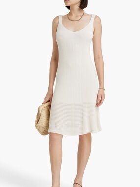 Joseph Cream Ribbed Knit Sleeveless Dress